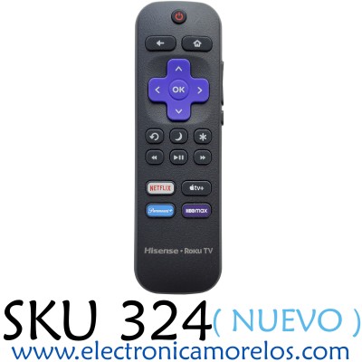CONTROL REMOTO PARA SMART TV HISENSE ROKU (ORIGINAL, NUEVO) / NUMERO DE PARTE 3026000064 / RC-ALIR / RC18F-T8 / 345612